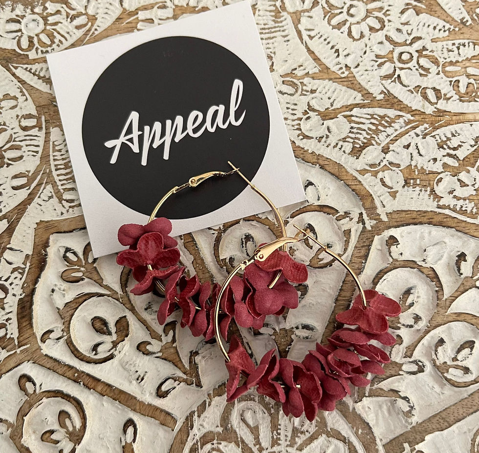 Daisy Hoops With Paper Flowers - Maroon