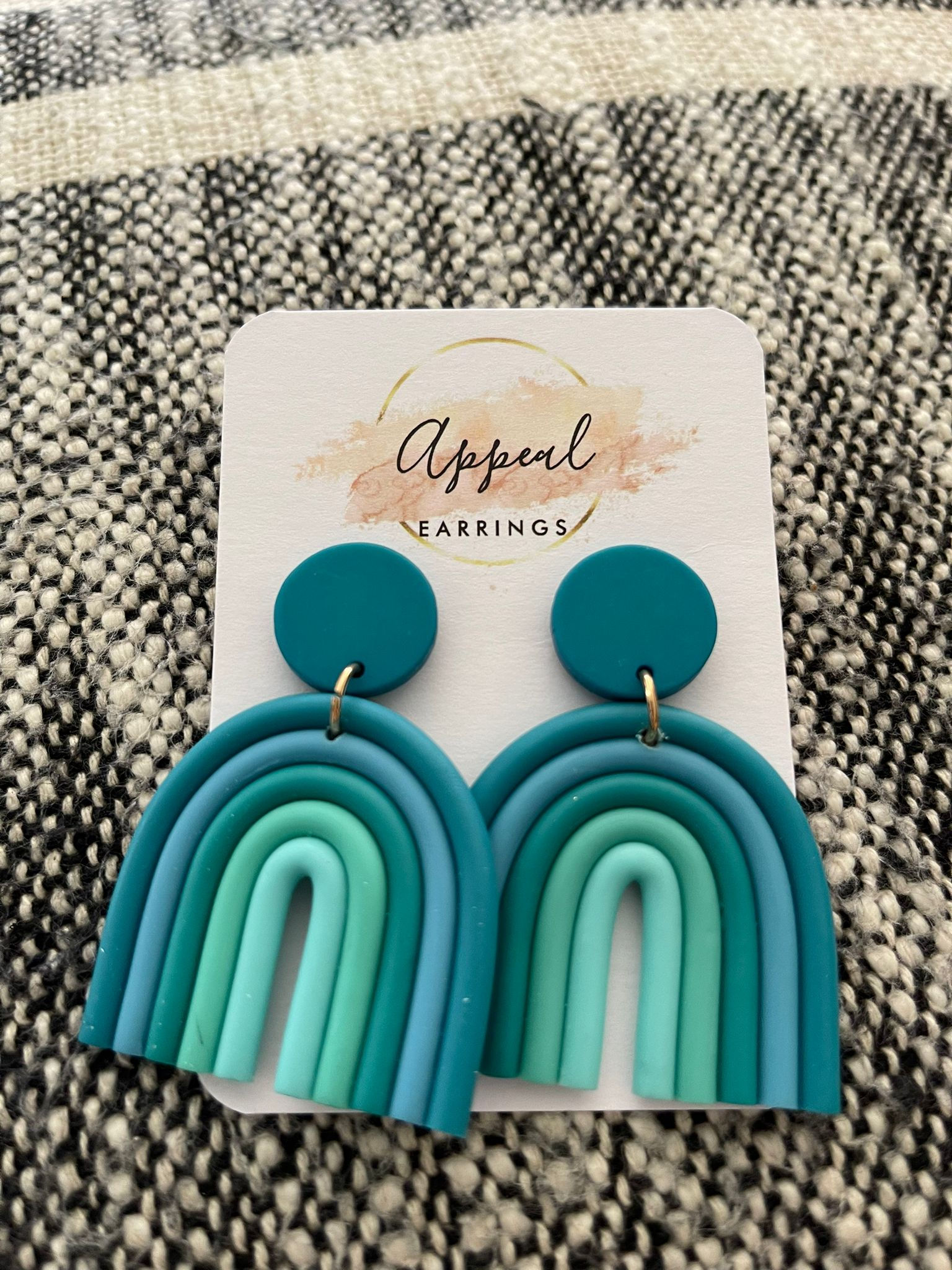 Rainbow Handmade Clay Earrings - Green