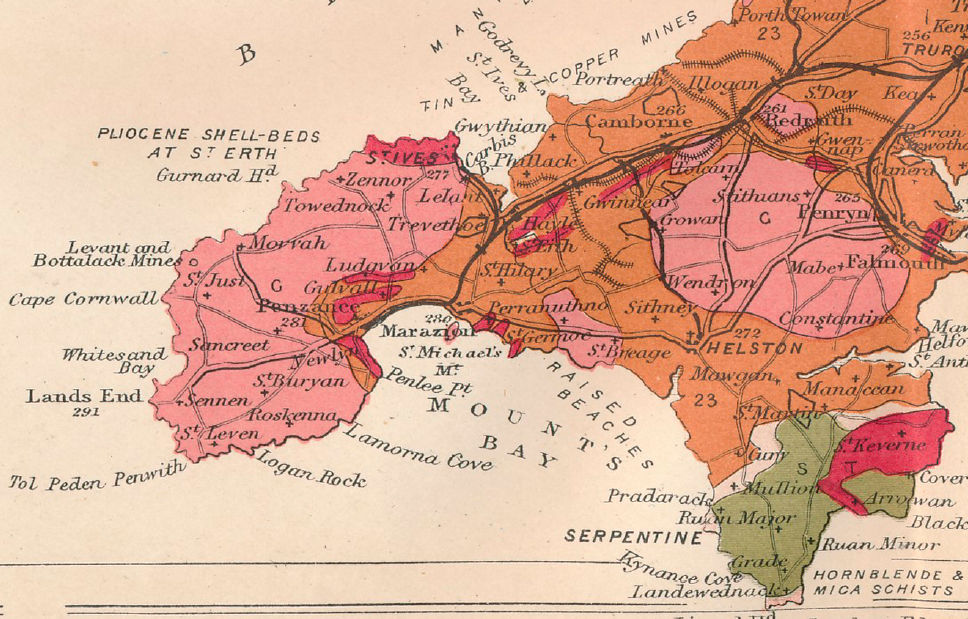 Thumbnail: Geological County Map Cornwall - Reproduction