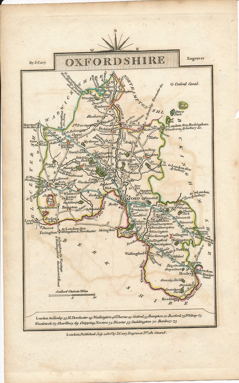 Oxfordshire - John Cary - 1806 - Original Map