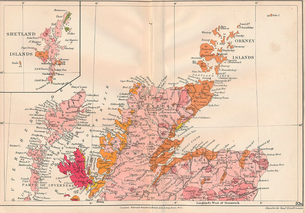Geological County Map Northern Scotland - Reproduction