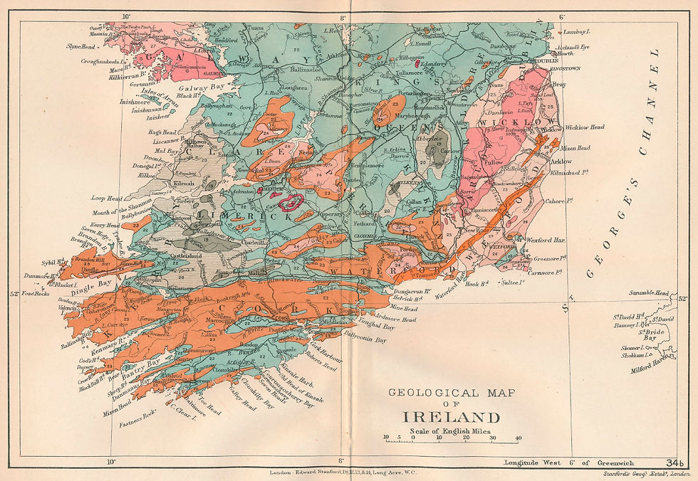 Geological County Map Ireland South - Reproduction