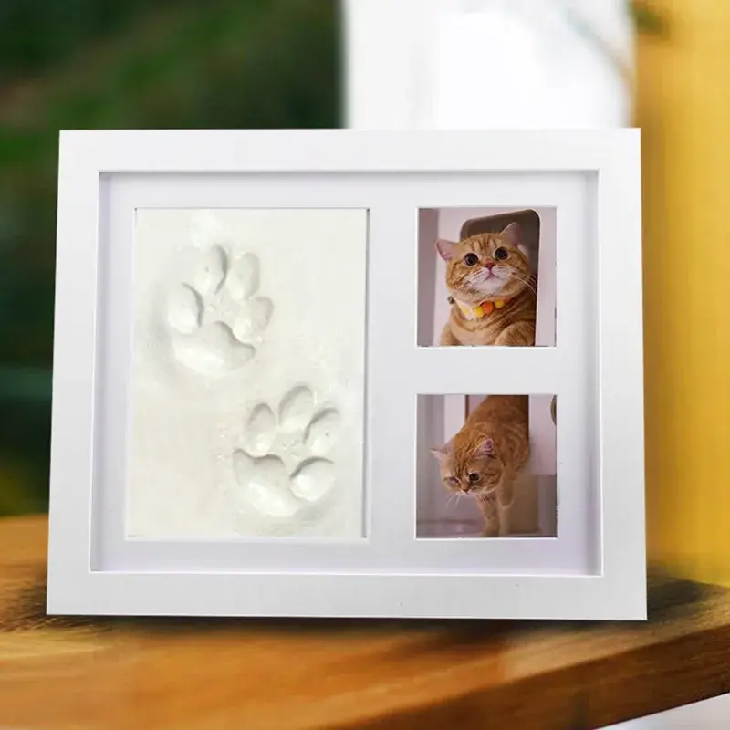 Pet Memorial Paw Print Photo Frame with Hand and Footprint Board