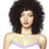 Miniaturbild: Young woman with large afro wearing a lace-trimmed top, looking forward.