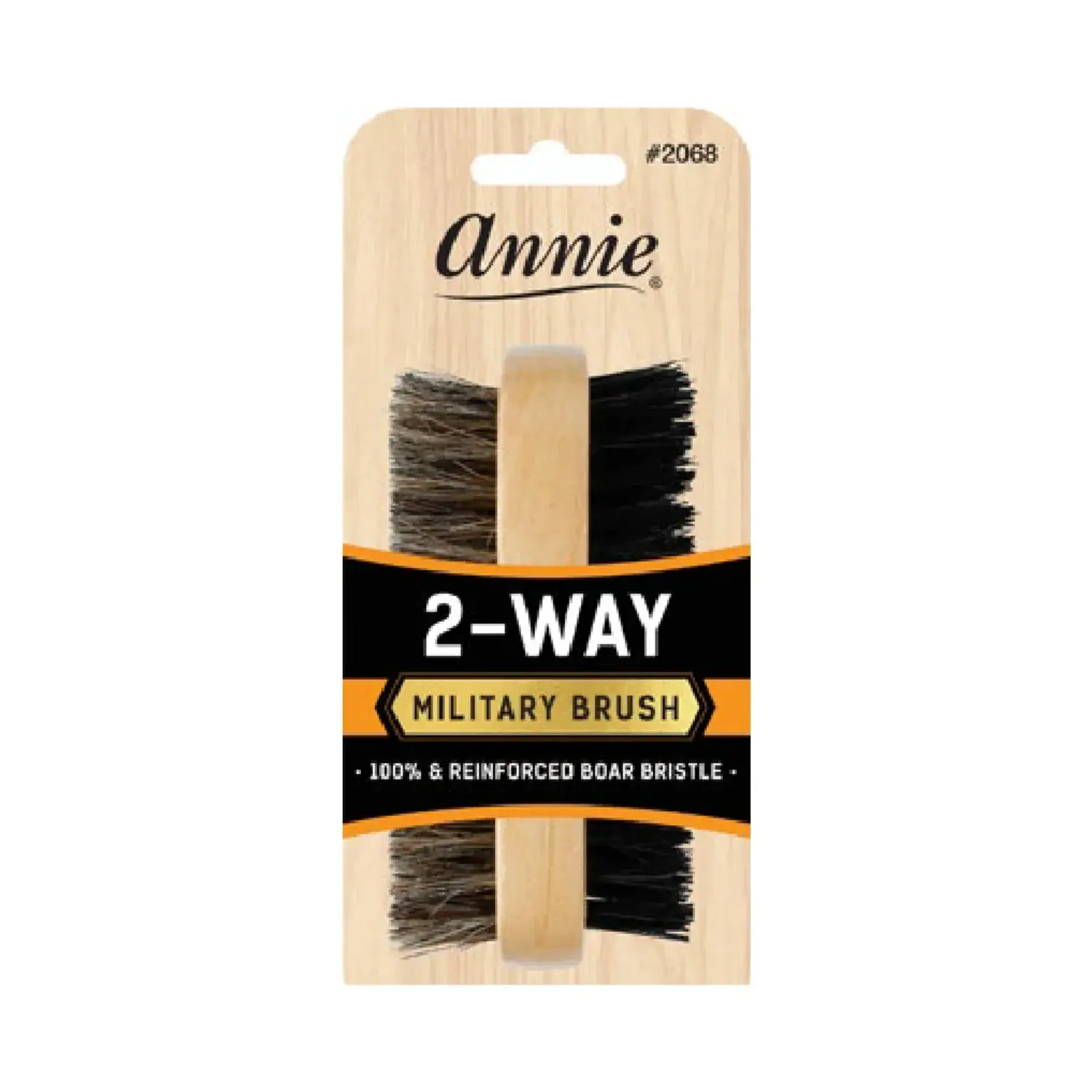 Annie Two Way Military Brush Boar Bristle Soft and Hard shown on packaging.