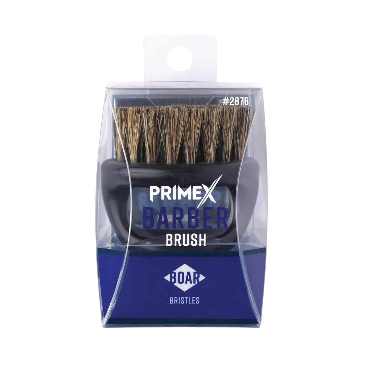 Primex Barber Brush with Boar Bristles in clear packaging, D'Paradise Beauty Supply