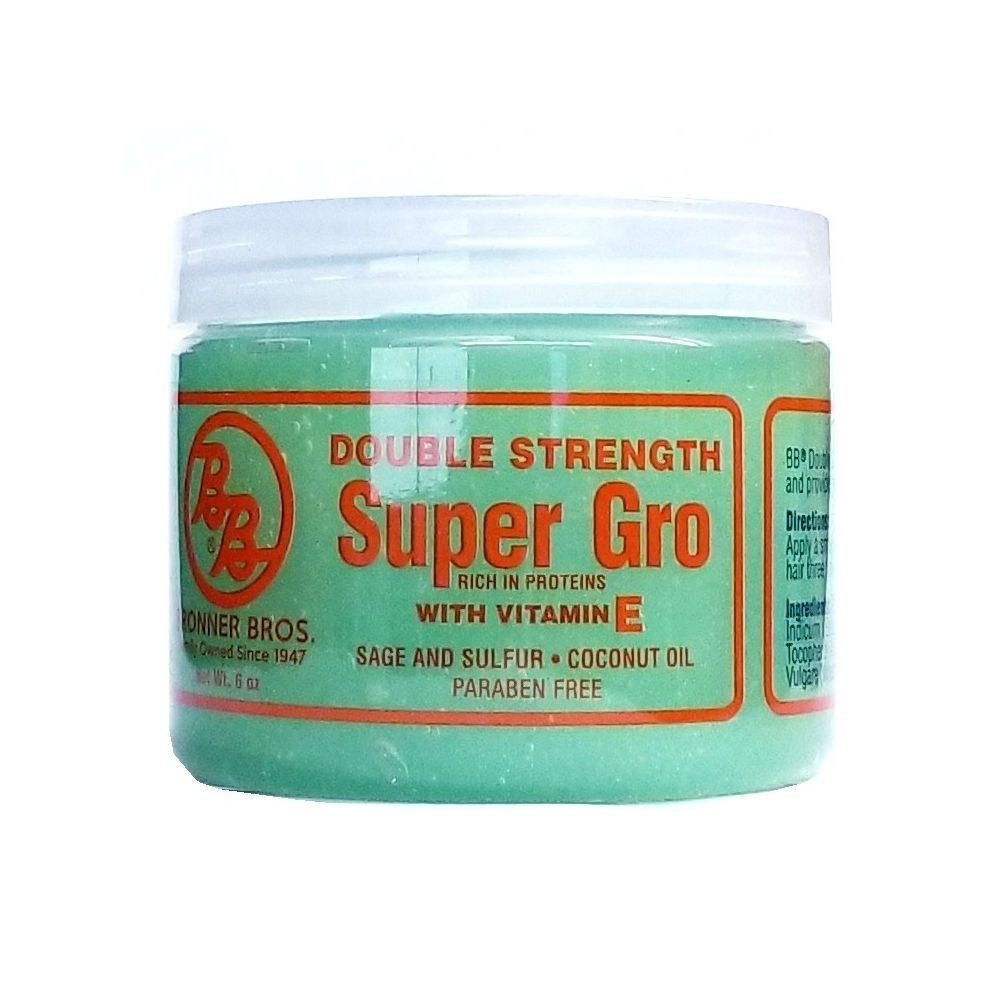 Jar of Super Gro hair product, Double Strength with Vitamin E.