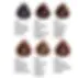 Hair dye color swatches: BR1 Extreme Dark Red Brown to BR6 Light Beige Brown.