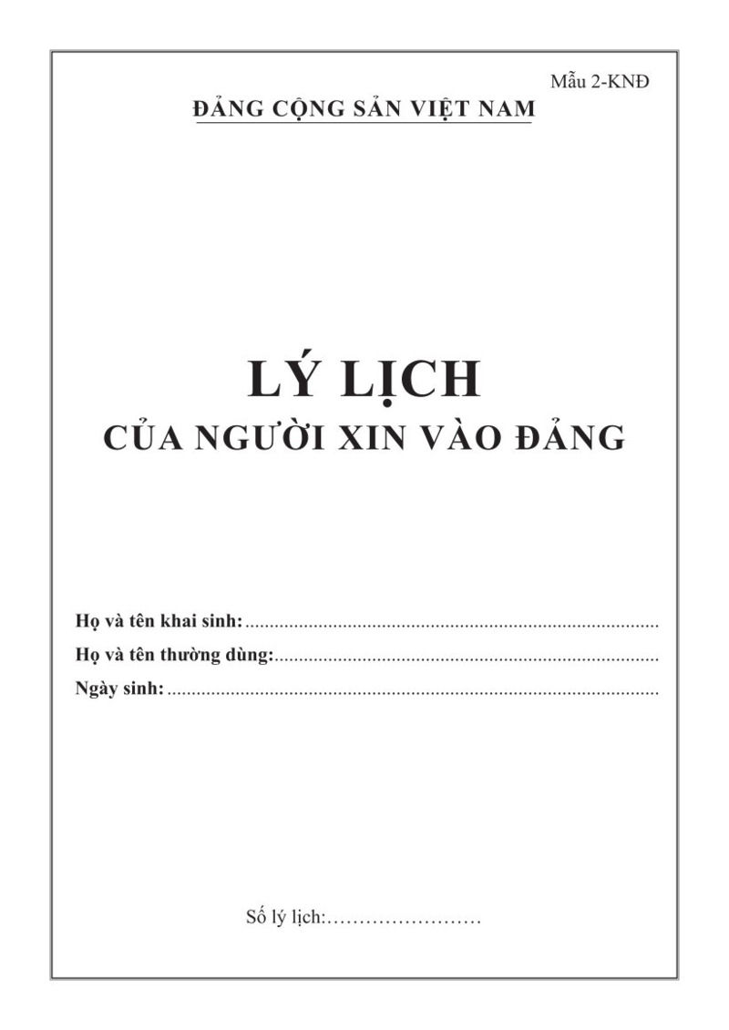 Lý lịch của người xin vào Đảng