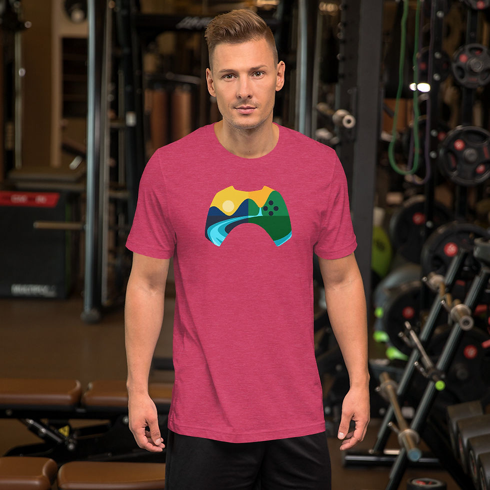 Thumbnail: Short-Sleeve Unisex T-Shirt - Heather - River Forge Games Logo