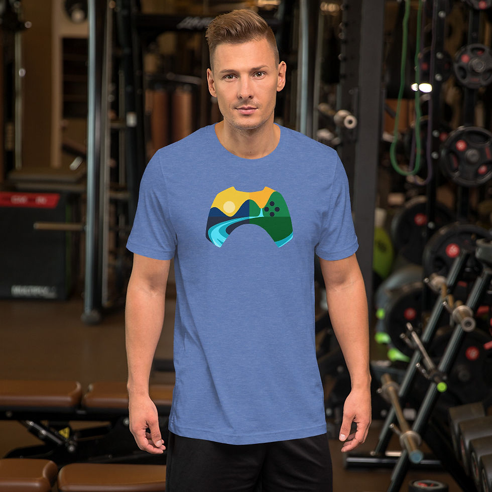 Thumbnail: Short-Sleeve Unisex T-Shirt - Heather - River Forge Games Logo