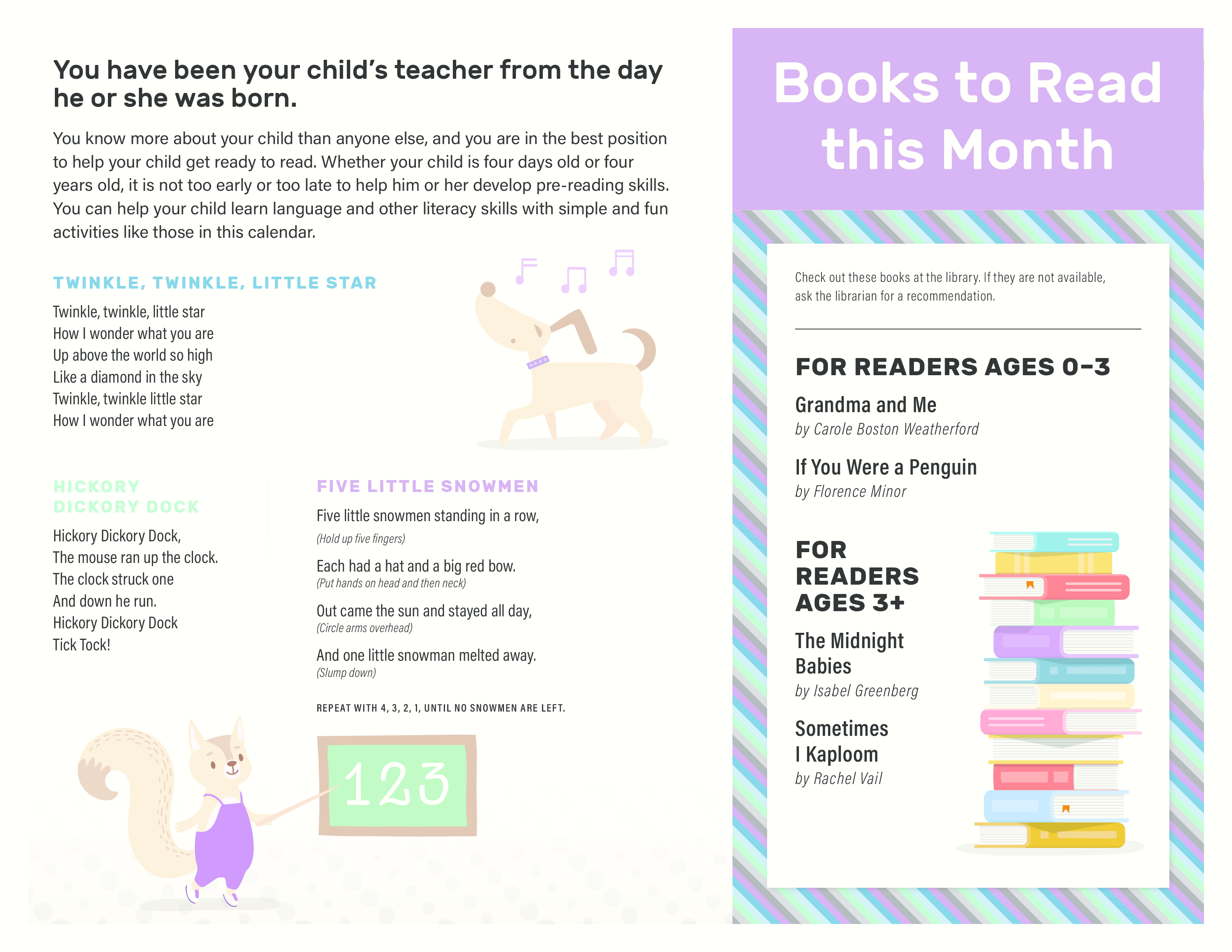 Early Literacy Activity Calendars | Viking Library System