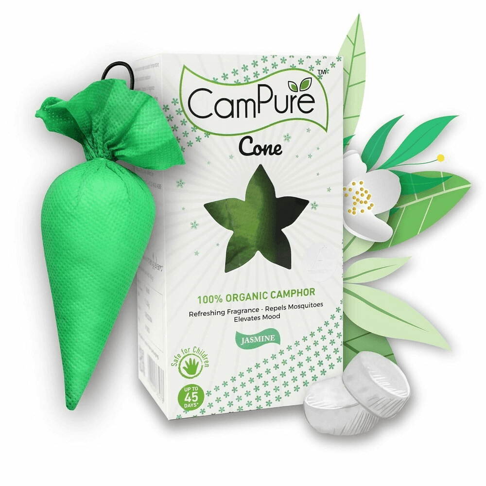 Camphor Cone (Jasmine) Room, Car and Air Freshener & Mosquito Repellent