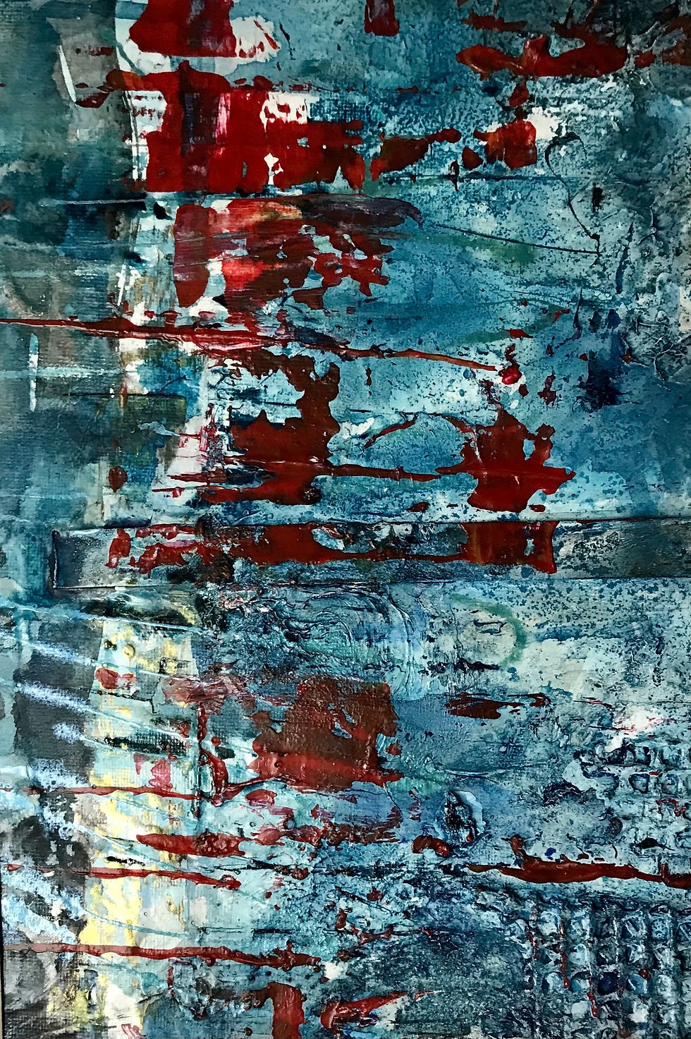 Œuvre réalisée sur toile de coton 300 grs. En technique mixte avec des encres et médiums.