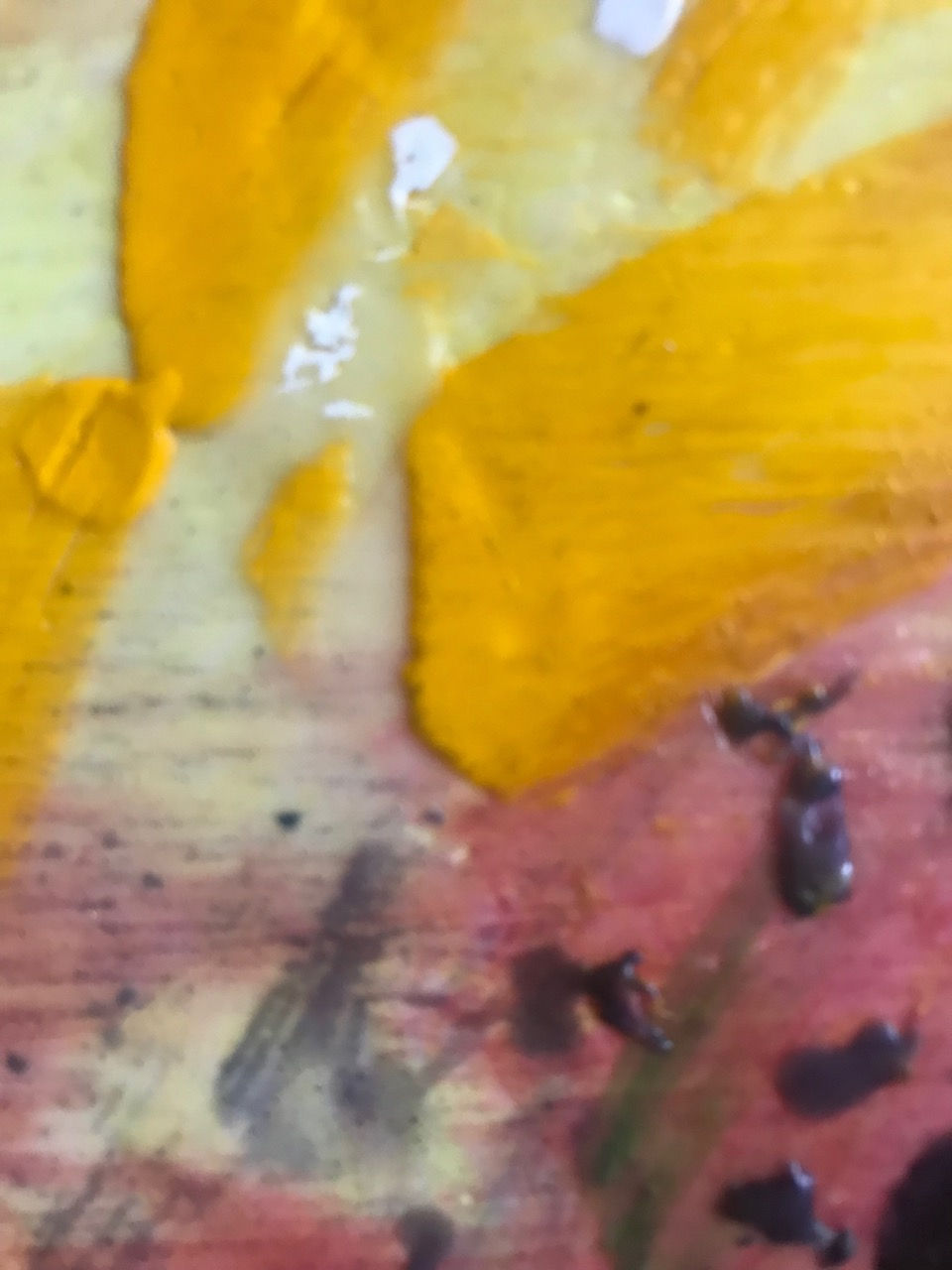 Détail Tableau encaustique Friedrich Nietzsche LindaRo artiste Hors cadre encadrés