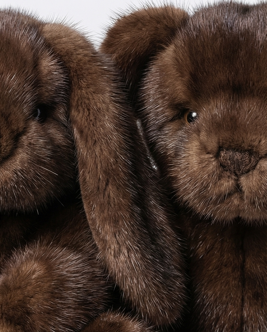 Miniatura: AP 150 / Peluche Urso, Coelho, pêlo autêntico de Vison, altura aprox.30cm