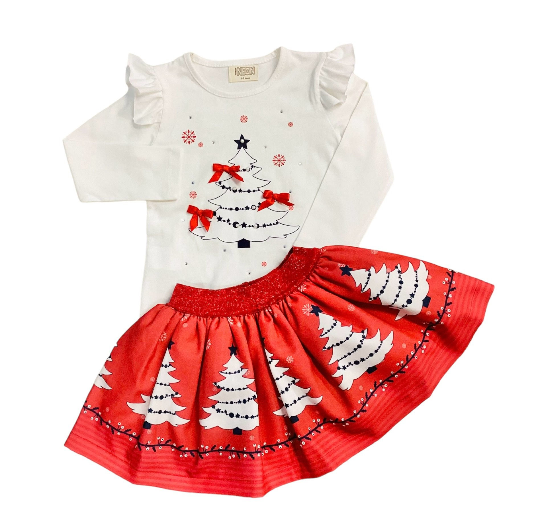 Neon Kids Christmas skirt set