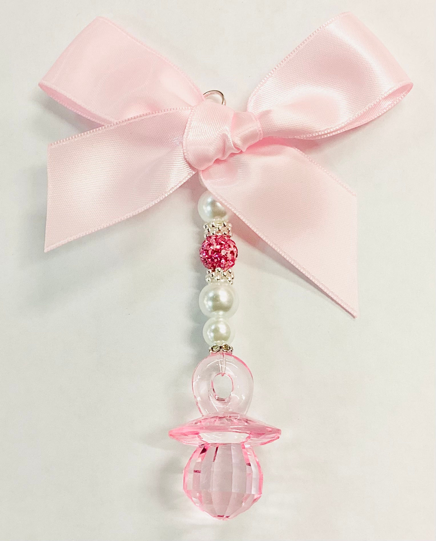 Diamanté pearl bow pram charm