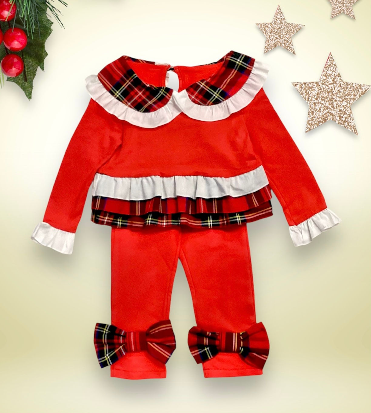 Tartan frill trouser set