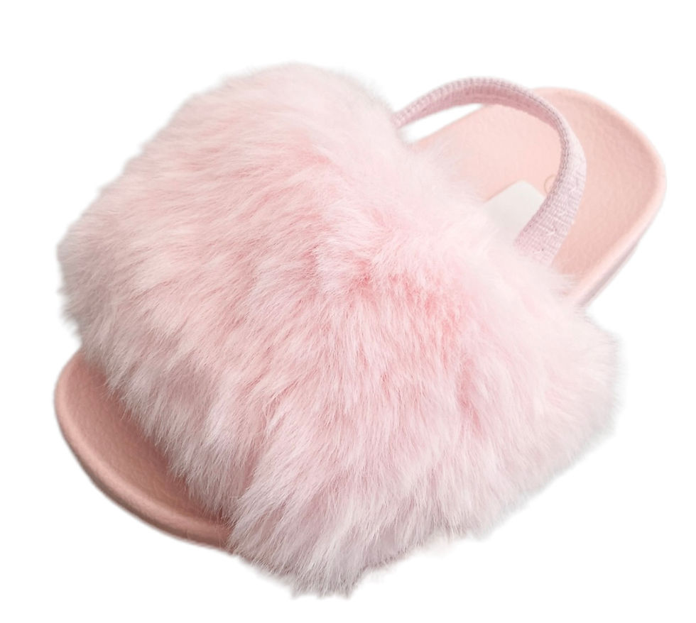 Baby pink fluffy sliders