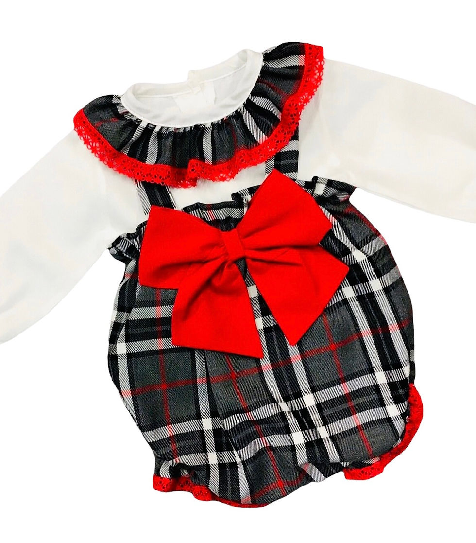 Spanish tartan bow romper