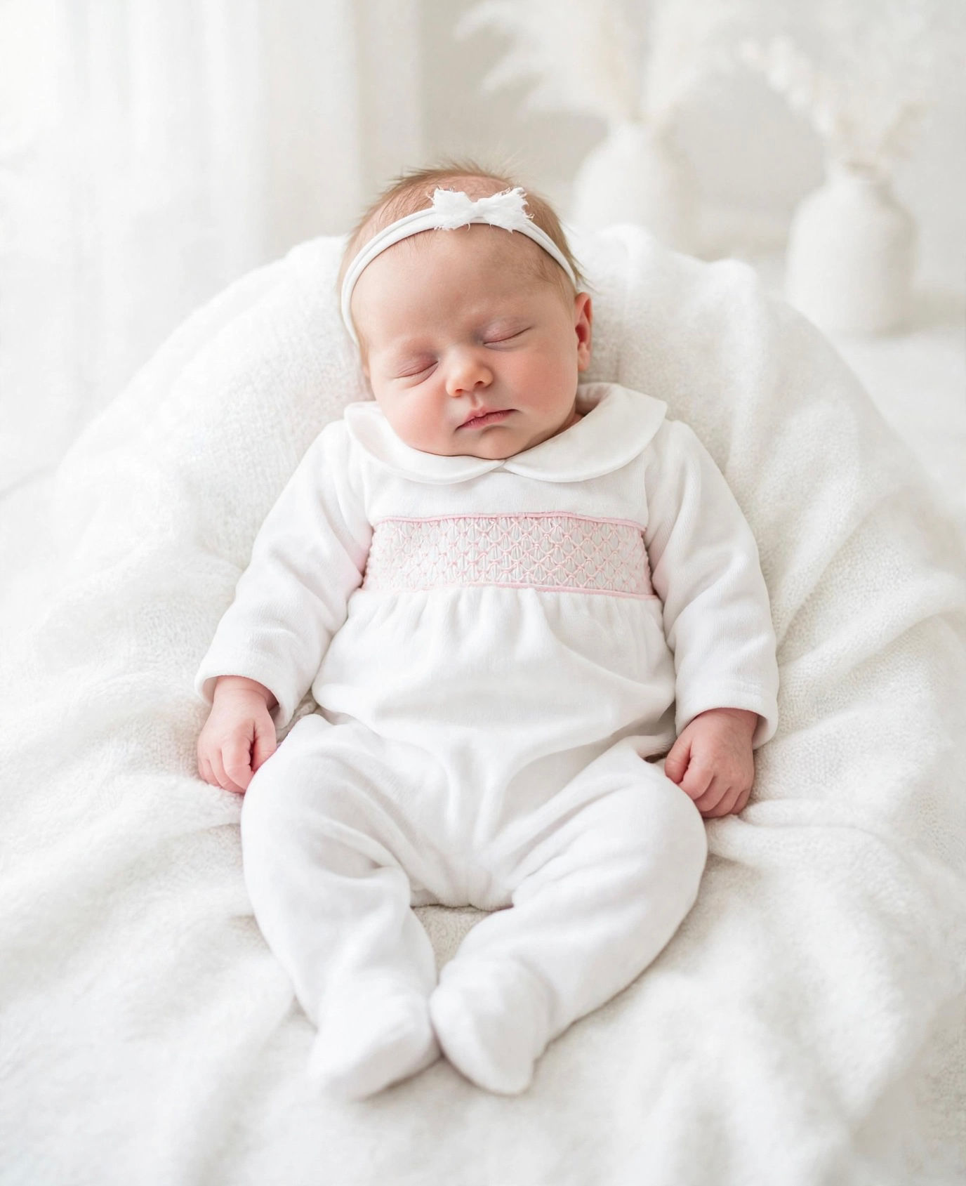 Sardon smocked sleepsuit