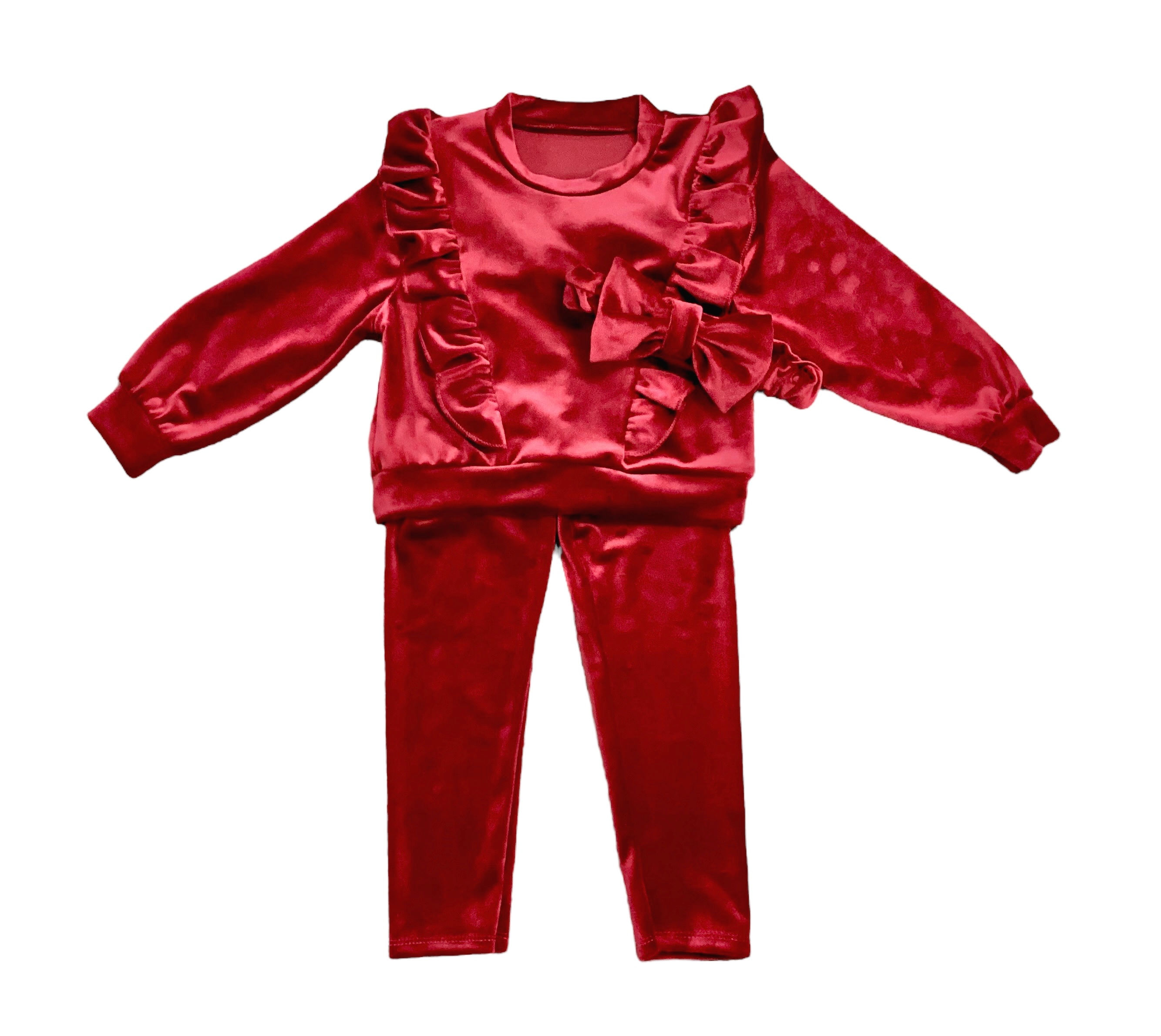 Cherry velour lounge set with headband