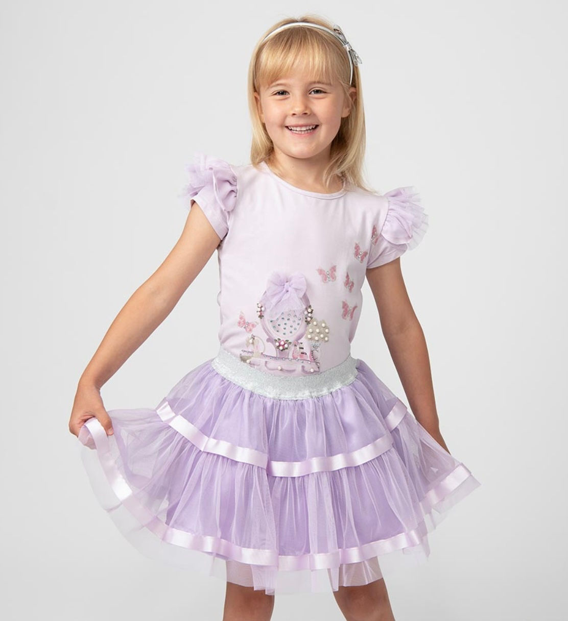 Caramelo Kids pearl vanity skirt set