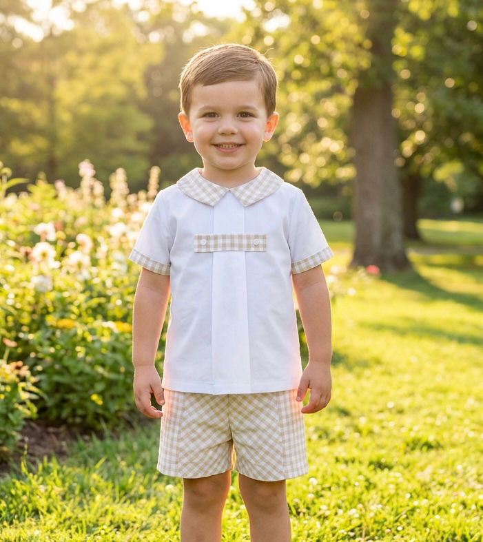 Thumbnail: Little Star gingham shorts set 