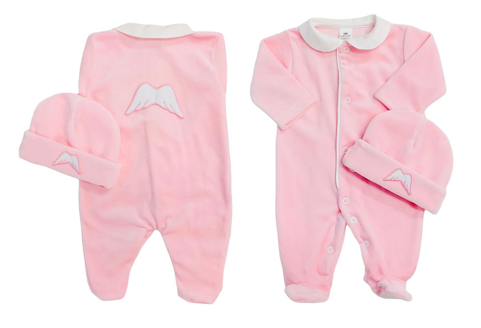 Sugar Sprinkle - Angel Wings Organic Cotton Sleepsuit - Baby Pink