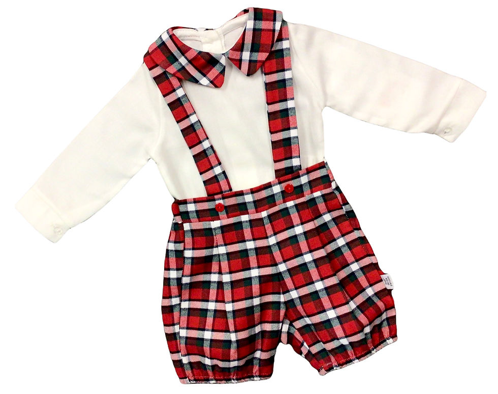 Boys Spanish tartan dungaree set
