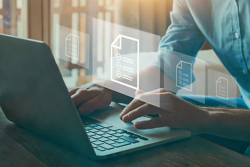 compliance rules and law regulation policy on virtual screen, documents with checkbox list