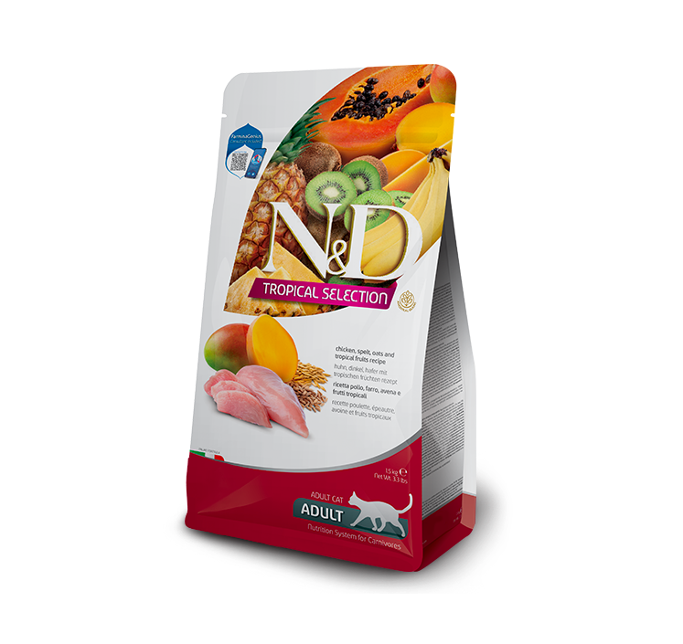 N&D Chicken, spelt, oats and tropical fruits feline 1,5 KG