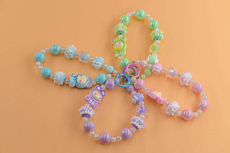Thumbnail: Kawaii Pastel Phone Charm — Cute Character Beaded Wrist Strap | Korean Aestheti