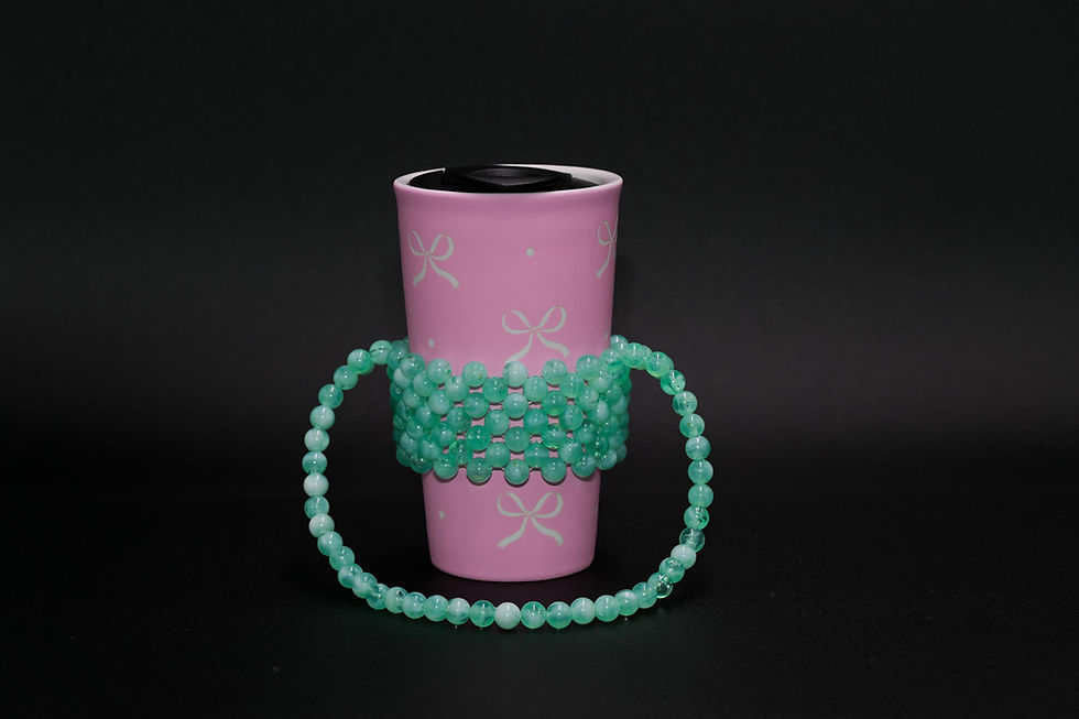 Thumbnail: Beaded Cup Holder with Handle – Kawaii Drink Carrier