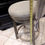 Thumbnail: Upholstered swivel bar stool with wooden legs