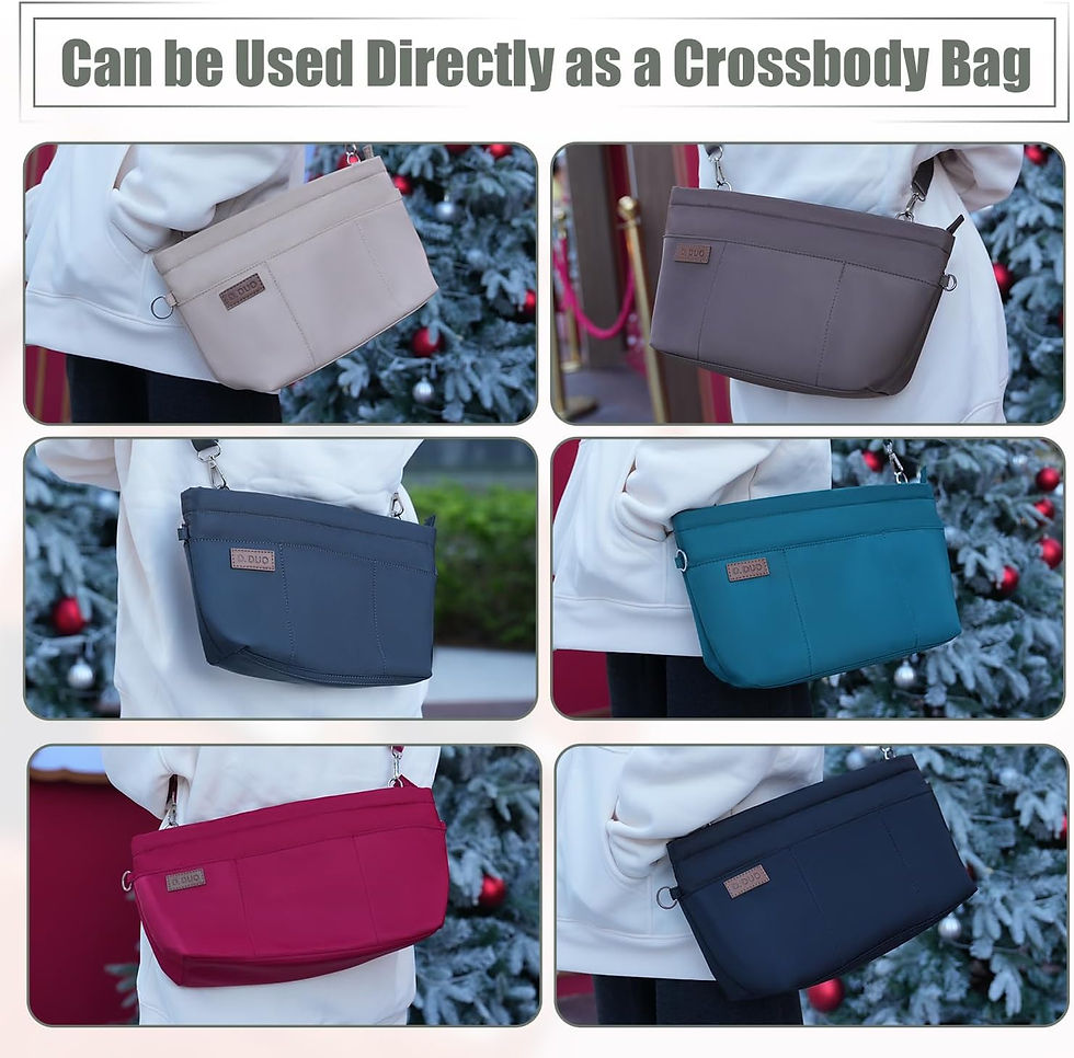 Thumbnail: Tote Bag Organizer Insert, Crossbody w/ Adj Strap Waterproof Nylon Gray XL