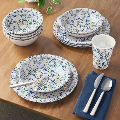 Thumbnail: (6 pcs) 30oz Plastic Terrazzo Cereal Bowl Ivory Dishwasher Microwave safe