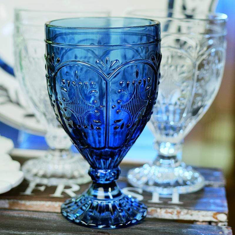 Thumbnail: Set of 12 - Trestle 12 oz. Blue Indigo Goblet Glass