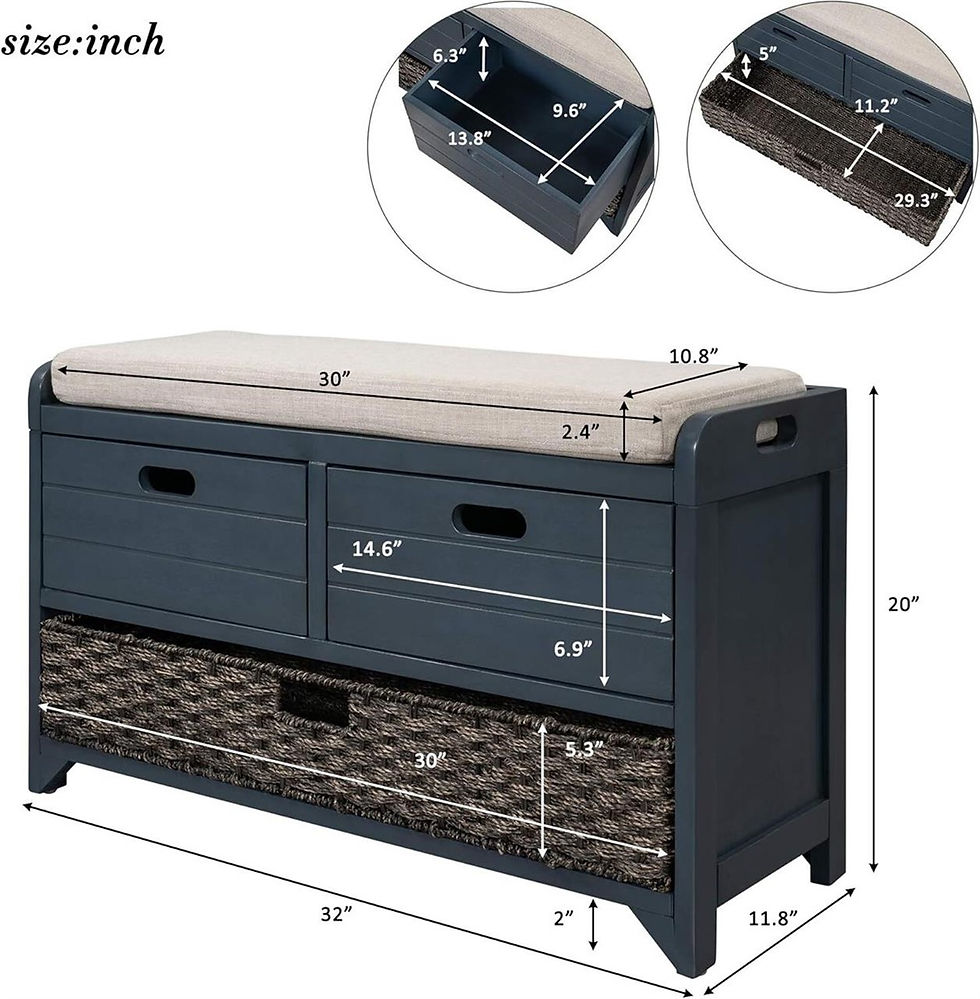 Thumbnail: Entryway Bench with 2 Drawers & Basket