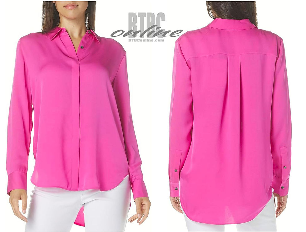 Thumbnail: Theory Women's Sunaya Silk Blouse Carnation Pink Button Down LS Small