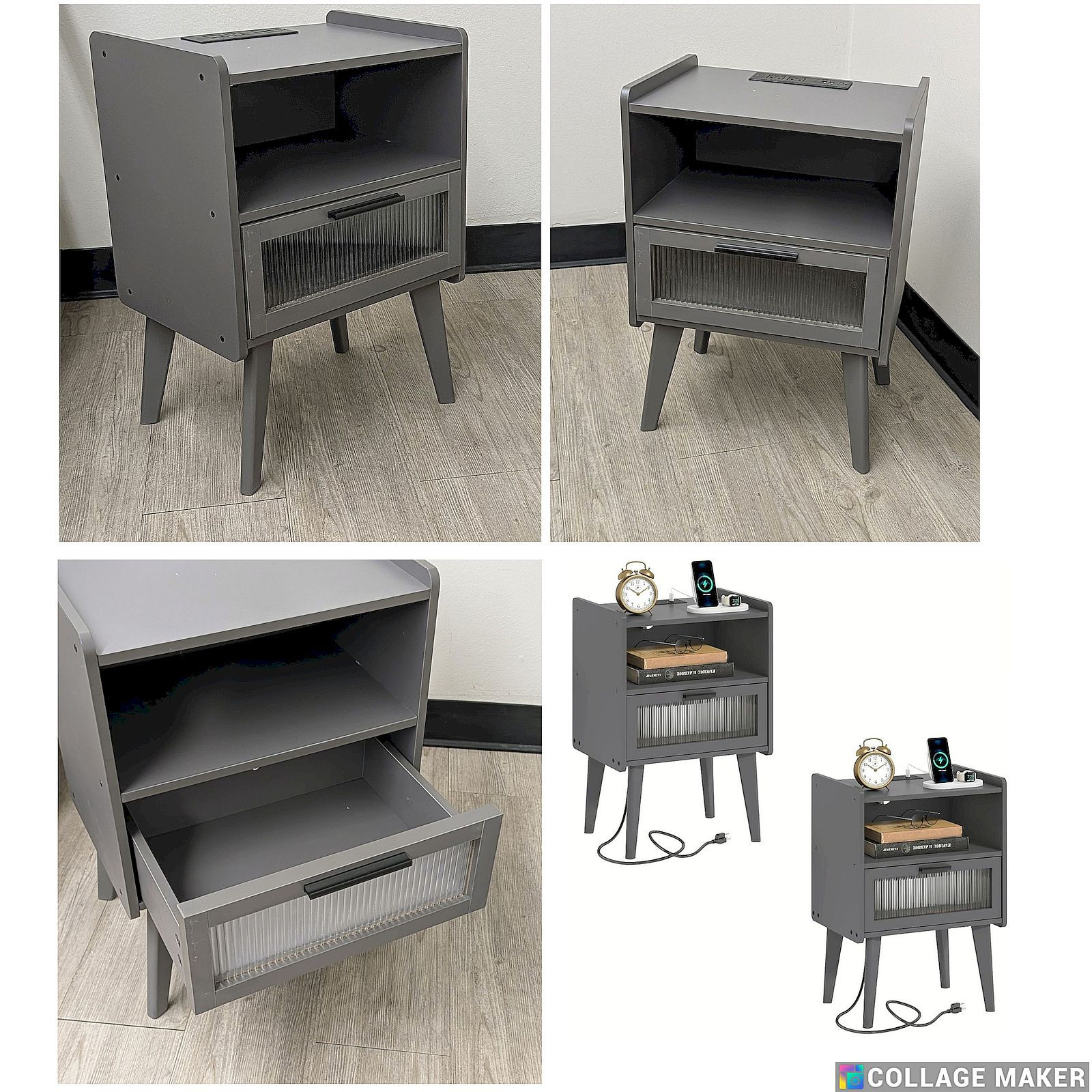 Set of 2 Gray Nightstand/Endtables