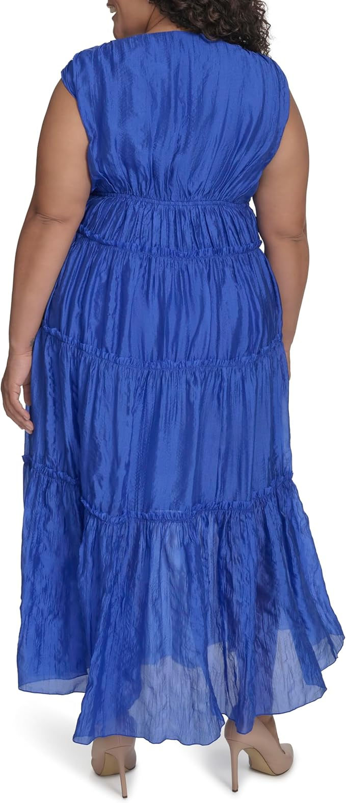 Thumbnail: DKNY Women's Sleeveless V-Neck Waist Drawstring Tiered Maxi Dress 16 NWT