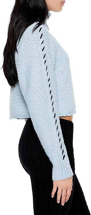 Thumbnail: Forever 21 Women's Whipstitched Turtleneck Sweater Light Blue (XS) NWT