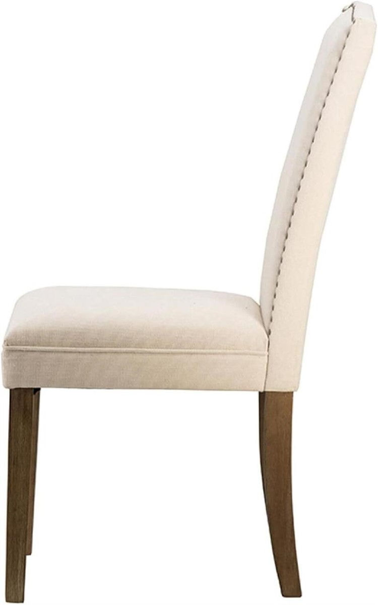 Thumbnail: 2 Beige Dining Chairs with Nailhead Trim