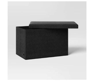Thumbnail: 24" Foldable Double Storage Bench Ottoman Black