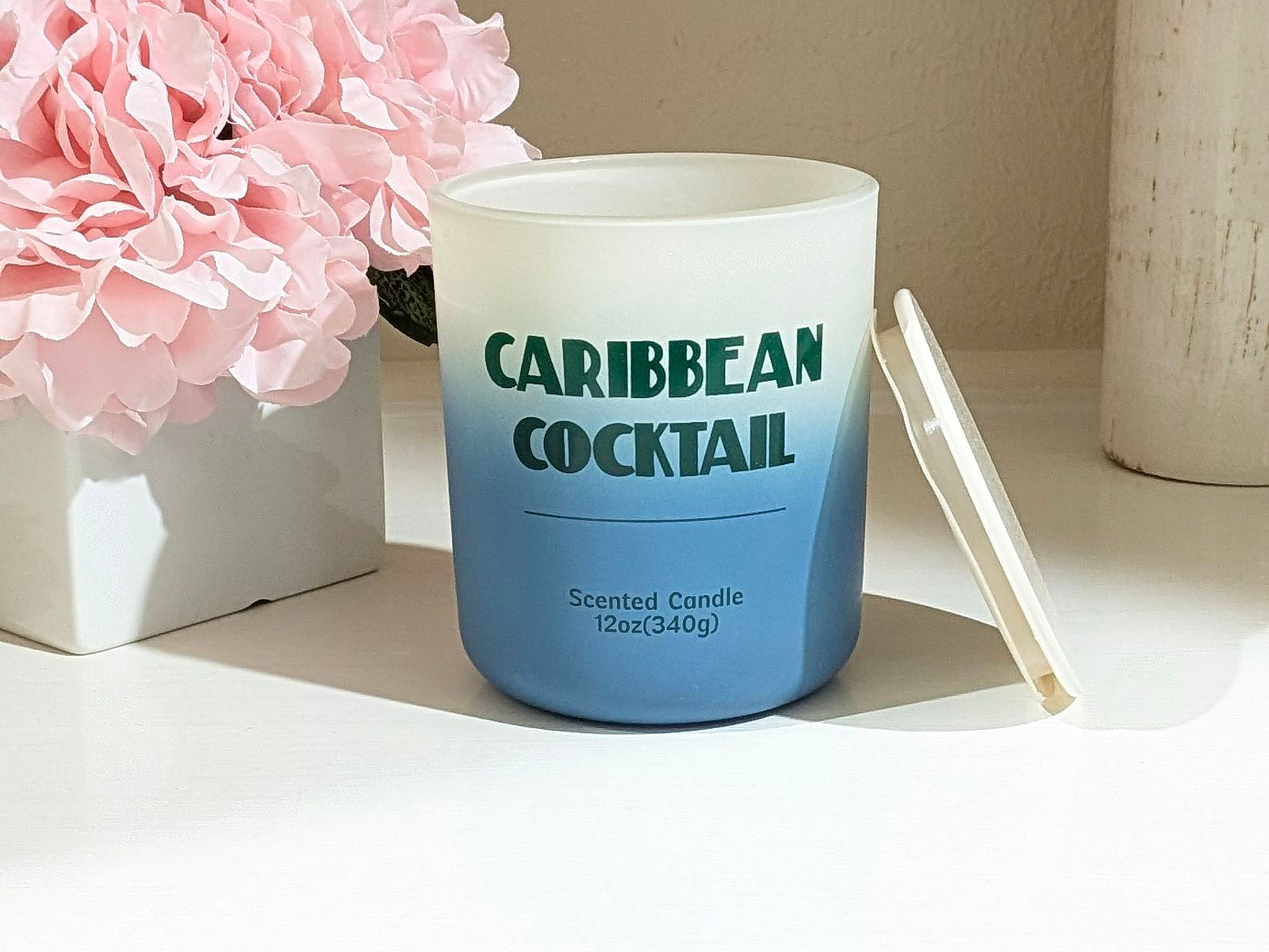 12oz Caribbean Cocktail Frosted Ombre Jar Candle w/ Lid Room Essentials