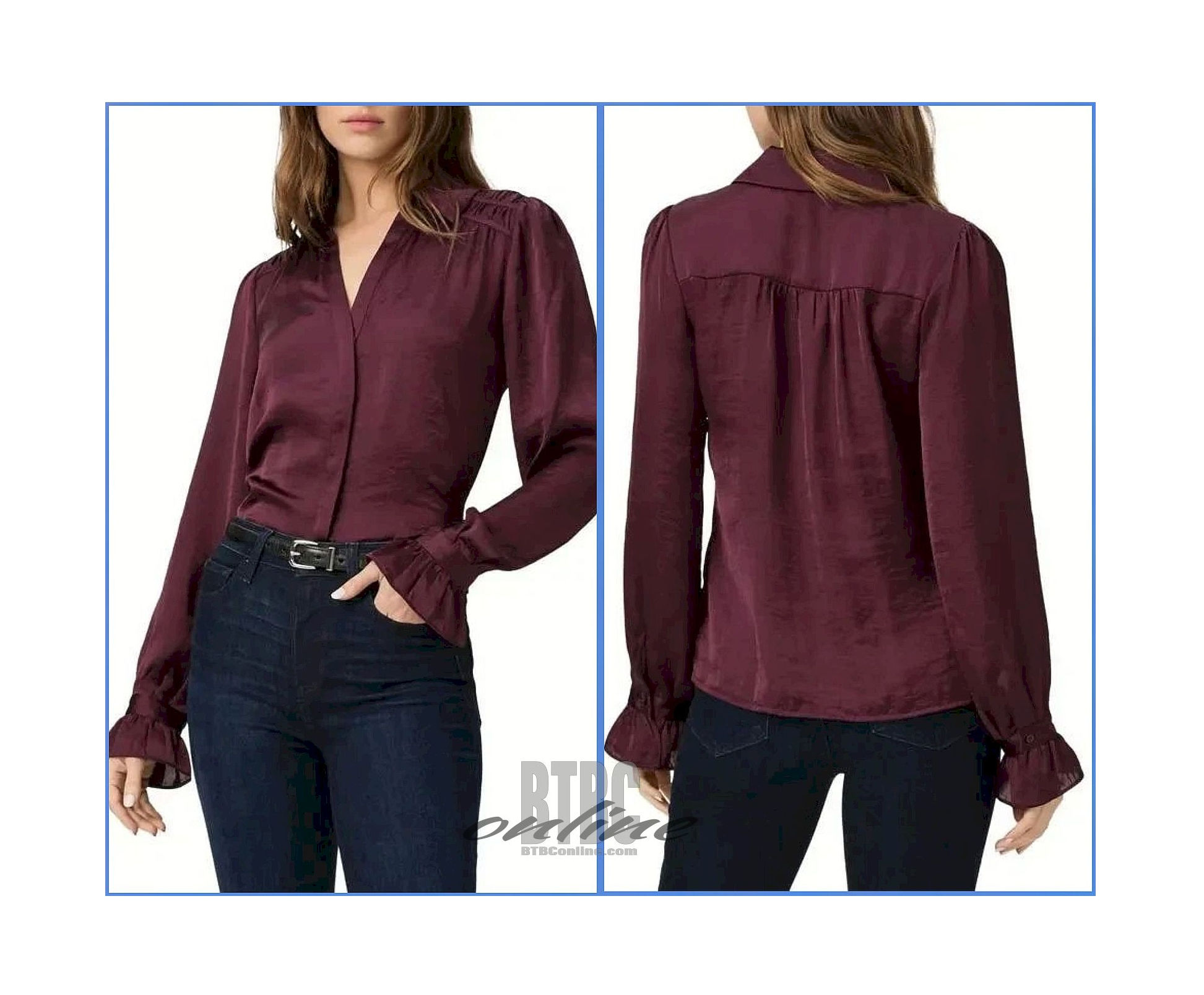 PAIGE Yessica Black Cherry Blouse Size Medium (S) NWT $249