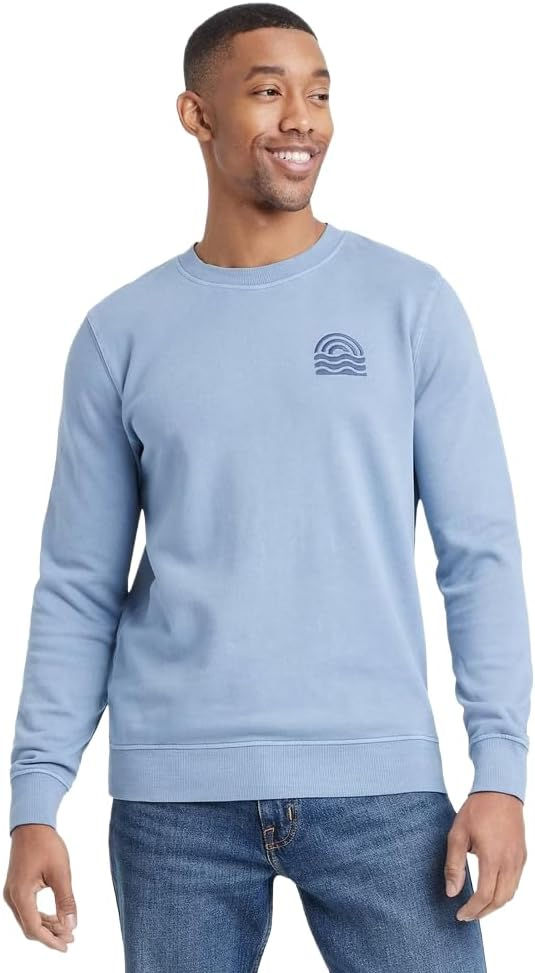 Thumbnail: Men's French Terry Crewneck Pullover Sweatshirt - Goodfellow & Co Rig Blue L