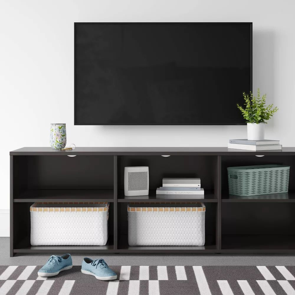 Black 70" TV Stand Shelf with storage